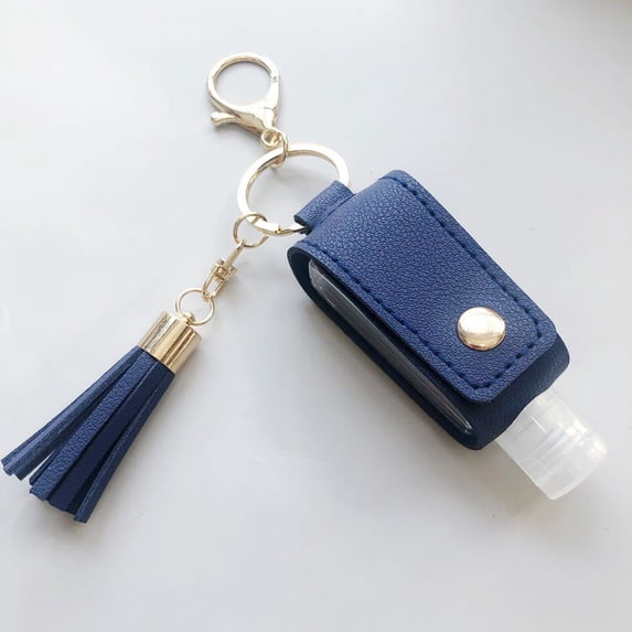 Last Chance 1X Key Bag, 1X Empty Bottle,30Ml Empty Hand Sanitizer Bottle and Keychain Set Holder Hand Sanitizer Leather Case Outdoor Portable Keychain Leather Case 8 Colors Dark Blue Dark Blue