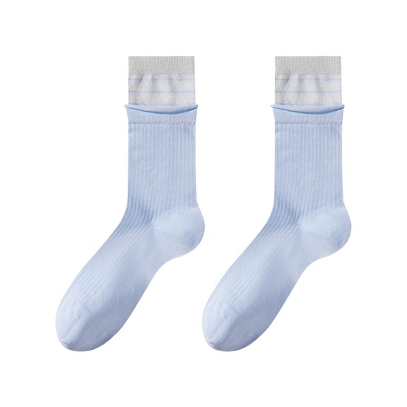 Clearance Under $5 Women's Color Block Thin Style Pile Socks Breathable In Tube Socks Socks