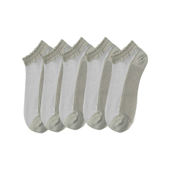Clearance Under $5 Women's Solid Color Shallow Mouth Socks Ventilate Sweat Absorbing Socks 5PC