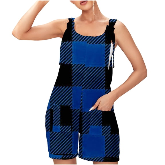 Clearance Under 5$! Women's Summer Comfortable Casual Suspender Printing Shorts Pocket Jumpsuit Shorts with Pockets 2025 Clothes