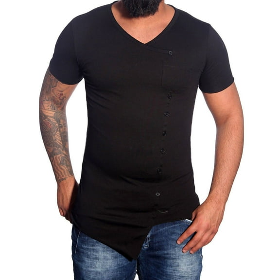 Xixinqiwan Men's Henley Shirts Short Sleeve Muscle Fit Shirts Vintage Casual Side Button Down V Neck T-Shirts for Men