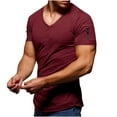 thumbnail image 1 of Clearance Under $5! Xixinqiwan Men's Workout T Shirts Short Sleeve V Neck Tops Muscle Slim Fit Stretch Athletic Tshirt, 1 of 7