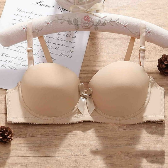 Ynynloco Women's Seamless Bra Comfy Underwire Lightly Lined T-Shirt Bra Bow Tie Padded Pushup Convertible Bras