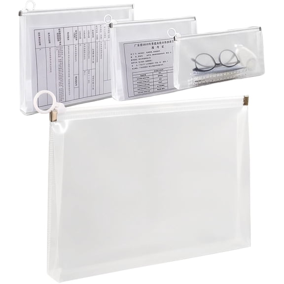 Clearance Under $5 Zipper Envelope Pouch,Transparent Plastic Stand-Up Bag with Sturdy Closure,for Index Cards Photos & Receipts,1pc,White