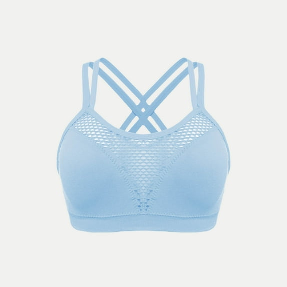 purcolt Women's Plus Size Sports Bras Breathable Mesh Strappy Cross Back Padded High Support Wokout Running Yoga Gym Bra