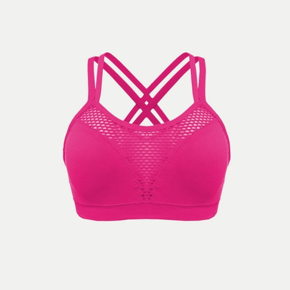 purcolt Women's Plus Size Sports Bras Breathable Mesh Strappy Cross Back Padded High Support Wokout Running Yoga Gym Bra