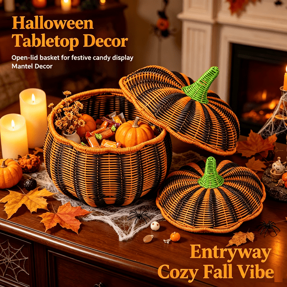 Clearance Under $51.36 Pumpkin Storage Basket, Candy Basket, Snack Organizer, Home Holiday, A