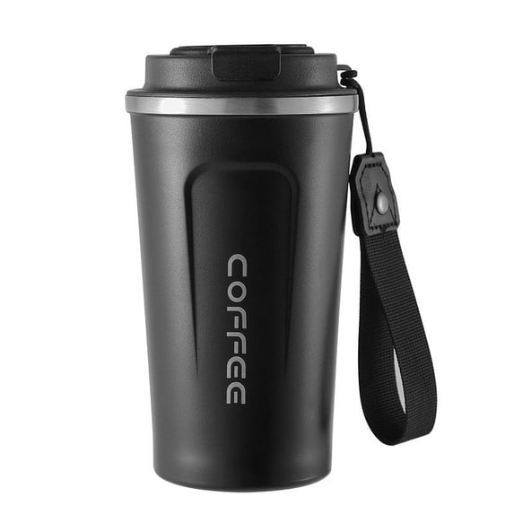 Clearance Under $6.06! 1Pc 510ml Insulated Stainless Steel Travel Mug (Stainless Steel, Black)