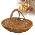thumbnail image 1 of Clearance Under $6.09 Wicker Basket Handwoven PP Rattan with Foldable Handle for Garden and Home Storage, 1 of 4