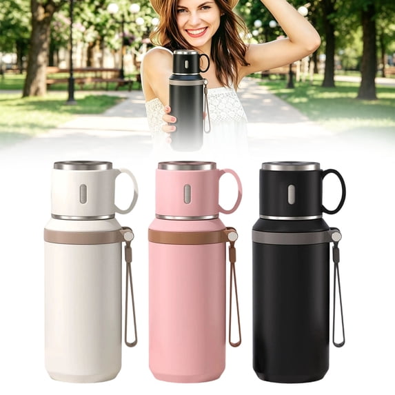 Clearance Under $6.19 Vacuum Insulated Stainless Steel Water Bottle with Lid Cup Dual-Purpose Design for Hot and Cold Beverages