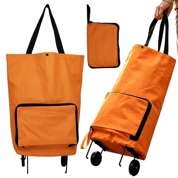 Clearance Under $6.39 2-in-1 Foldable Shopping Cart with Wheels, Reusable Grocery Bag on Wheels, Portable Trolley Bag for Travel Home Kitchen
