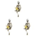 thumbnail image 1 of Clearance Under $6.4! 3 Pack Resin Skeleton Figurines with Juice Glass, 7.5in Halloween Mantel Decor, 1 of 5