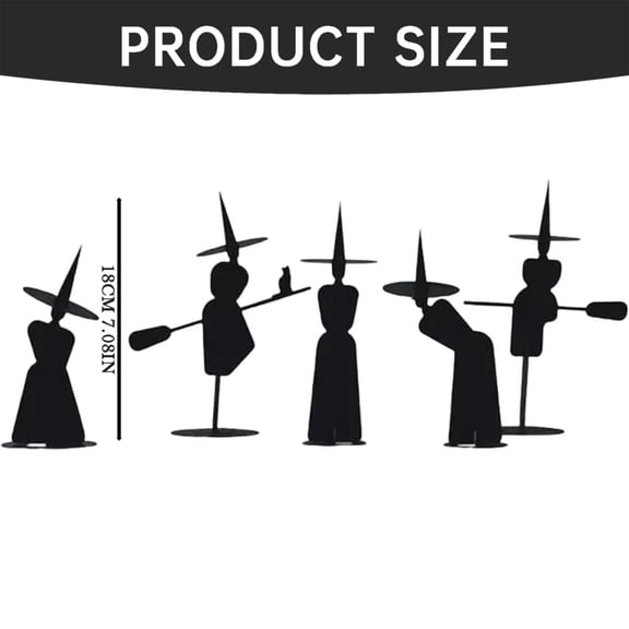 Clearance Under $6.46! 5PACK Halloween Witch Silhouette Statues, Metal Creepy Decor with Bases for Indoor/Outdoor, Iron, (One Size, Black)