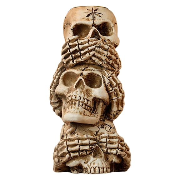 Clearance Under $6.7! 1PC Stacked Figurine Tower, Gothic Resin Halloween Tabletop Decor for Home & Office, Resin, (One Size, Grey)