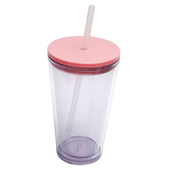 Clearance Under $6.96! 1Pc Reusable Plastic Iced Coffee Cup with Lid (A, Red)