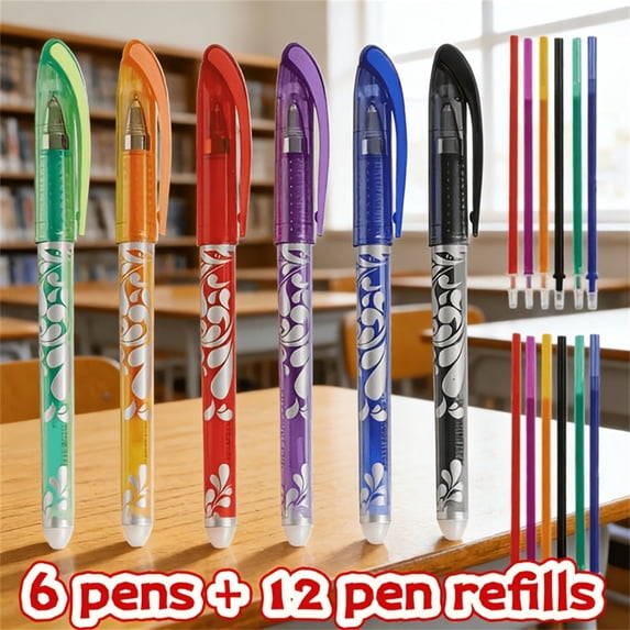 Clearance Under $6! Color Erasable Neutral Pen (12 Pens+24 Pen Cores) Mechanical Pencils Highlighters