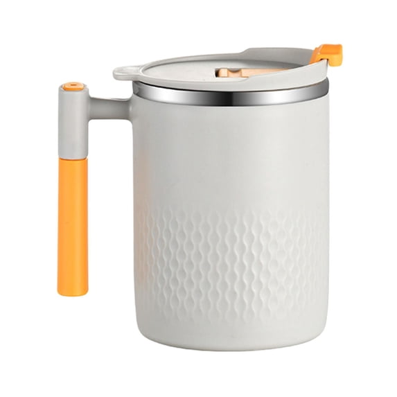 Clearance Under $6 Light Gray Double Wall Vacuum Insulated Coffee Mug, 450ml Stainless Steel Travel Cup with Lid and Handle