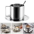 thumbnail image 1 of Clearance Under $7.16! 1Set Insulated Espresso Cup Set with Saucer and Spoon, 280ml (13*7.8cm, C), 1 of 8