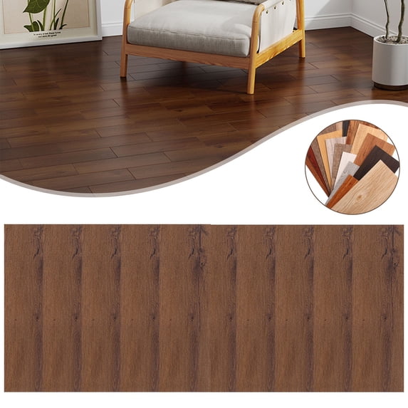 Clearance Under $7 Set of 10 Peel-and-Stick Wood Effect Floor Tiles, 1.5mm Thick Vinyl Planks for Kitchen and Bathroom — HB-007