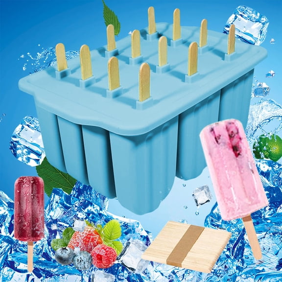 Clearance Under $8.04! 1Pc DIY Ice Pop Maker with Large Capacity (Silicone, 20.26x13.26cm, A)
