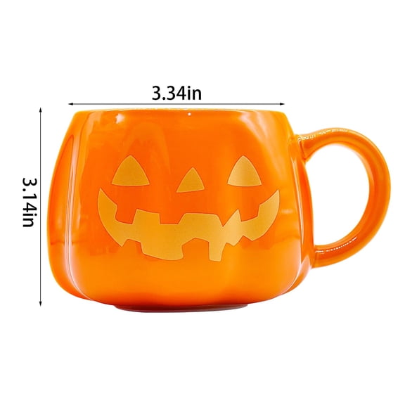 Clearance Under $8.16! 1PC Halloween Pumpkin Ceramic Mug, Black Pattern Cup for Coffee & Tea, Ceramics, (12oz, C)