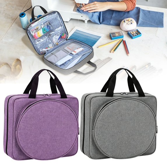 Clearance Under $8.49Embroidery Project Bag Portable Craft Storage Tote with Multiple Pockets for Tools and Kits
