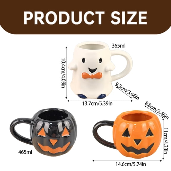 Clearance Under $9.9! 1PC Halloween Devil Pumpkin Mug, 3D Ceramic Coffee Cup with Cute Pattern, Resin, (One Size, A)