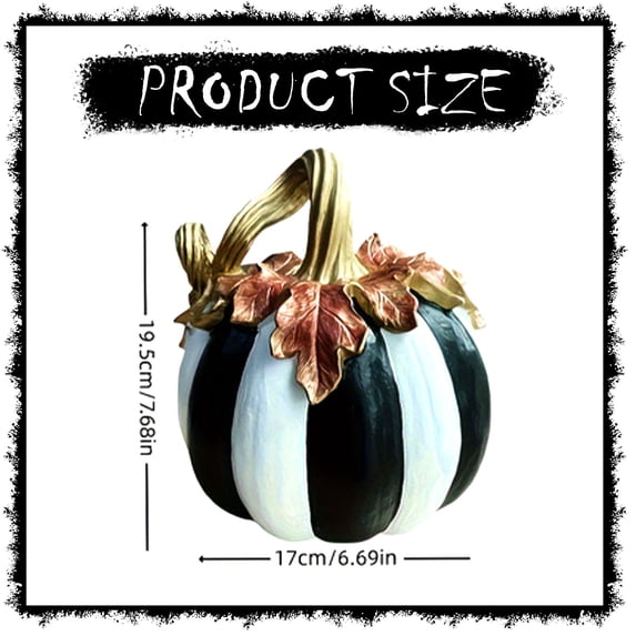 Clearance Under $9.9! 1PC Hand-Painted Resin Pumpkin, Black & White Plaid Fall Centerpiece for Home & Party, Resin, (One Size, C)