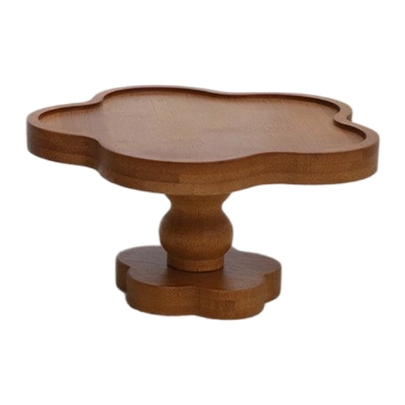 Clearance Under $9.9! 1PC Wooden Cake Stand with Scallop Edge, Rustic Pedestal Tray - Retro Dessert Display Stand (C, One Size)