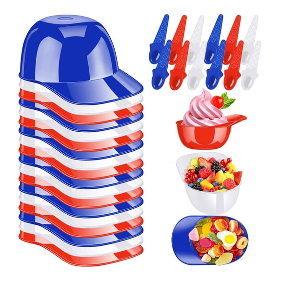 Clearance Under $9.9! 1Pc Novelty Ice Cream Bowl with Cap Design (One Size, Red)