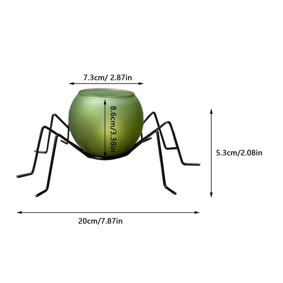 Clearance Under $9.9! 2PACK Halloween Spider Candle Stand, Glass Taper Holder for Mantel & Table, Glass, (3.38x2.87in, Green)