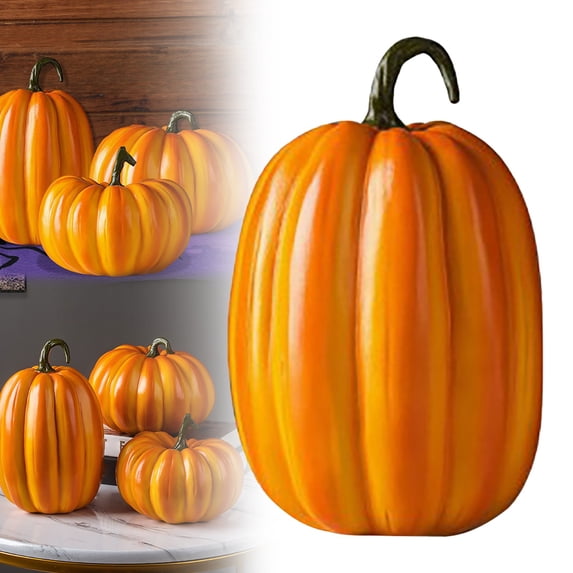 Clearance Under $9.99! 1 Pack Large Resin Pumpkin Statue, Orange Halloween Decoration, for Porch Table Display