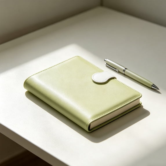 Clearance Under $9! Exquisite Leather Thickened Buckle Notebook Green Composition Notebook Notepad