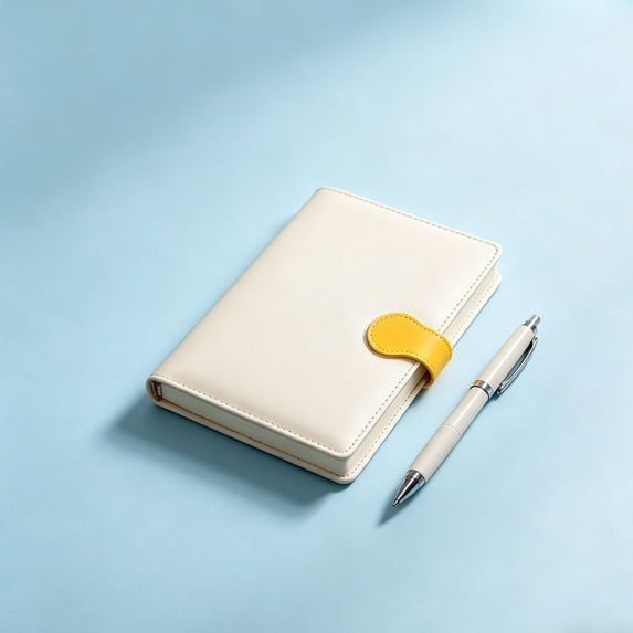 Clearance Under $9! Exquisite Leather Thickened Buckle Notebook Yellow Composition Notebook Notepad