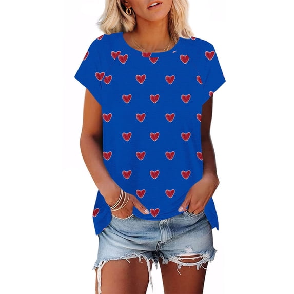 Uner 10$!Summer Plus Size Tops for Womens 2025 Fashion Casual Short Sleeve Round Neck Print Ladies Blouse