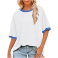 thumbnail image 1 of Uner 10$!Summer Plus Size Tops for Womens 2025 Fashion Casual Short Sleeve Solid Color Ladies Round Neck Blouse T-Sleeve, 1 of 6