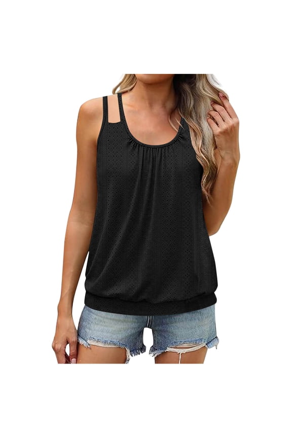 Uner 10$!Summer Plus Size Tops for Womens 2025 Fashion Casual Sleeveless Solid Color Ladies V-Neck Top Blouse