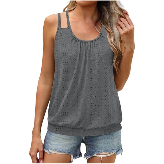 Uner 10$!Summer Plus Size Tops for Womens 2025 Fashion Casual Sleeveless Solid Color Ladies V-Neck Top Blouse