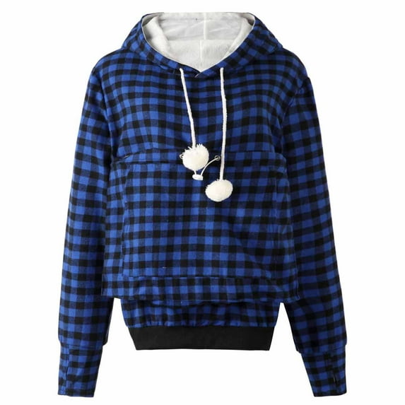 Unisex Big Pouch Hoodie Long Sleeve Pet Cat Dog Holder Carrier Pullover Fleece Sweatshirt Large Pocket Cute Hoodies Plus Size