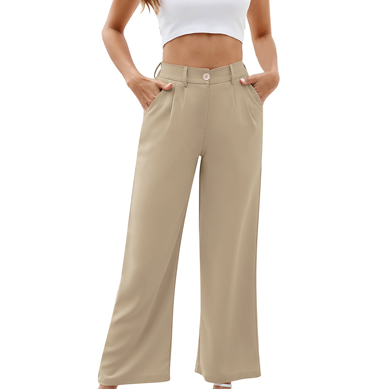 Clearance Unolxmxbk Cargo Pants Women's Wide Leg Pants High Elastic
