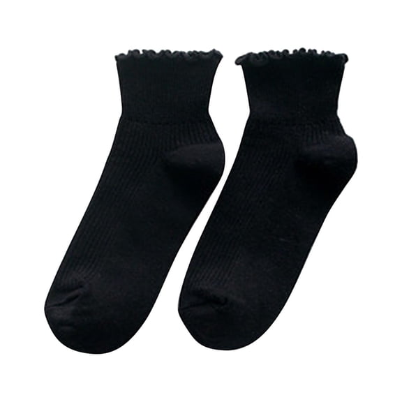 Clearance!Uooqdmx Ankle Socks for Women, Ruffle Socks Woman, Breathable Socks Women, Solid Color Breathable Socks, Summer Socks for Women, Black One Size