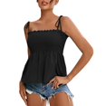 thumbnail image 1 of Uooqdmx Baby Doll Tank Tops for Women, Shirred Tops for Women, Peplum Tops for Women, Going Out Tops for Women, Camisole Tops for Women, Black XL, 1 of 7