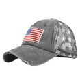 thumbnail image 1 of Uooqdmx Baseball Cap, American Flag Hat, Patriotic Hats for Men, Women Men Sun Hat Star Embroidery Cotton Baseball Cap Trucker Hat, Graphic Hats, Gray One Size, 1 of 3