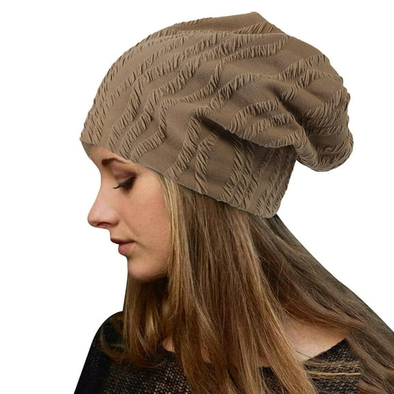 Uooqdmx Beanie for Women, Slouchy Beanie for Women, Knit Beanie, Stretchy Comfortable Loose Adult Beanie, Skull Cap, Coffee One Size