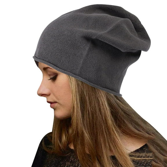 Uooqdmx Beanie for Women, Slouchy Beanie for Women, Knit Beanie, Stretchy Comfortable Loose Adult Beanie, Skull Cap, Gray 2 One Size