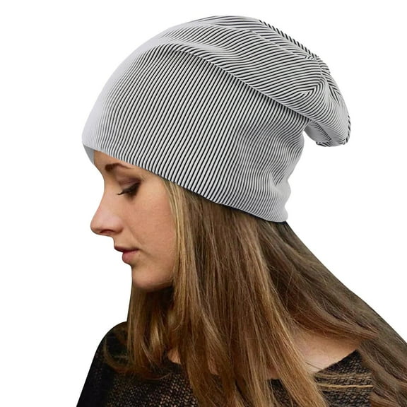 Uooqdmx Beanie for Women, Slouchy Beanie for Women, Knit Beanie, Stretchy Comfortable Loose Adult Beanie, Skull Cap, White 2 One Size