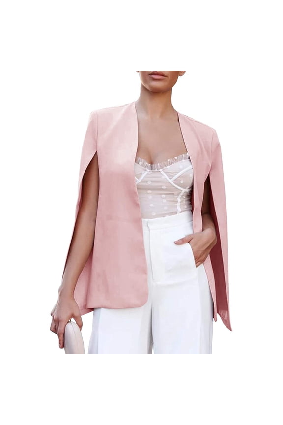 Blazers for Women Suits Fashion Multipurpose Loose Short Shawl Coat Cape Cardigan Jacket Trench Outwear Blazers for Women Business Casual Pink XL