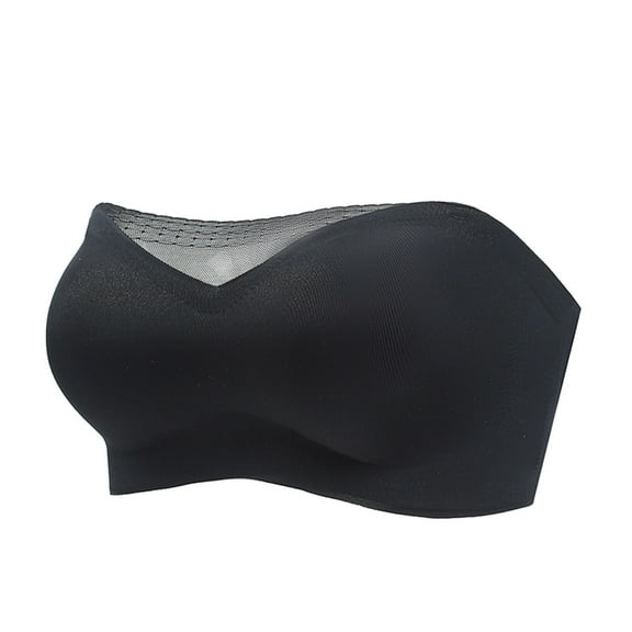 Uooqdmx Bras for Women Strapless Bra Comfortable and Summer Strapless Non Slip Gathering and No Thin and Anti Glare Bra Bralettes for Women Black L