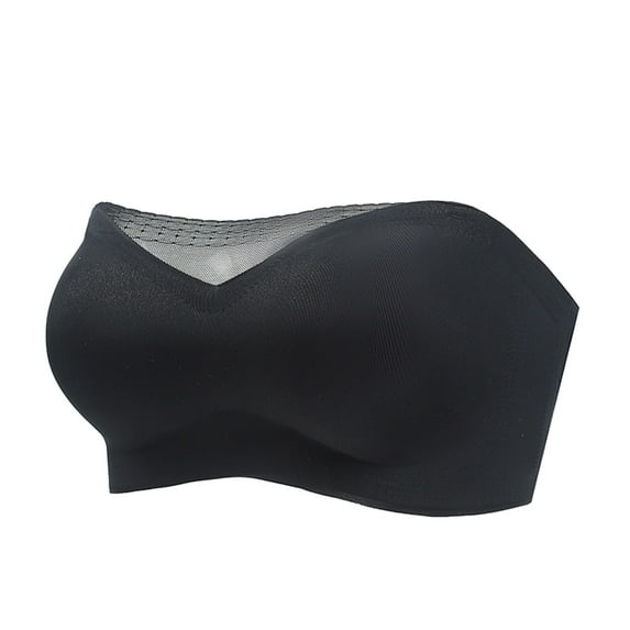 Uooqdmx Bras for Women Strapless Bra Comfortable and Summer Strapless Non Slip Gathering and No Thin and Anti Glare Bra Bralettes for Women Black L