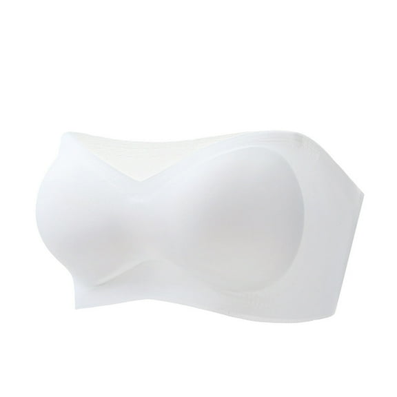 Uooqdmx Bras for Women Strapless Bra Comfortable and Summer Strapless Non Slip Gathering and No Thin and Anti Glare Bra Bralettes for Women White M